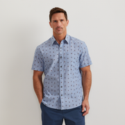 Men's Baja Short-Sleeve Shirt - Print - Chambray Blue