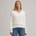 Women's Long-Sleeve Slub Johnny Collar Sweater