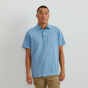 Men's Sunwashed Cotton Pocket Polo - Blue Fog