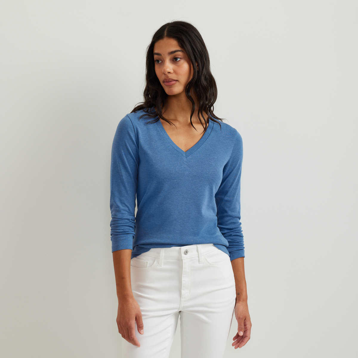 Women's Everyday Long-Sleeve V-Neck T-Shirt