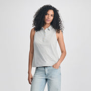 Women's Departure Collared Tank - Blue Smoke