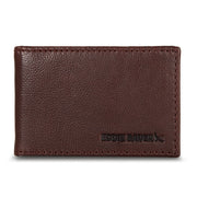 EB Signature Logo Leather Bifold With Money Clip Wallet - Brown