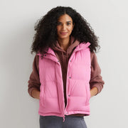 Women's Ketchum Short Down Hooded Vest - Deep Pink